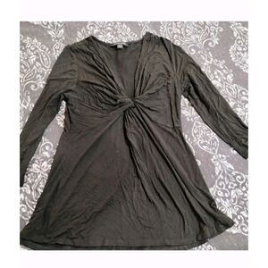 Boston Proper Black Twist Detail Long Sleeve Top